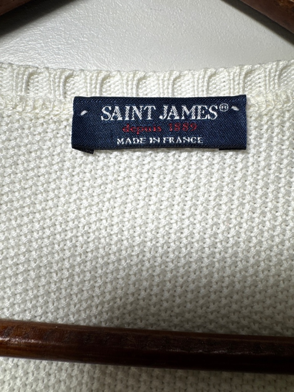 Saint James White Cotton Knit Cardigan Size 8 - Picture 11 of 11